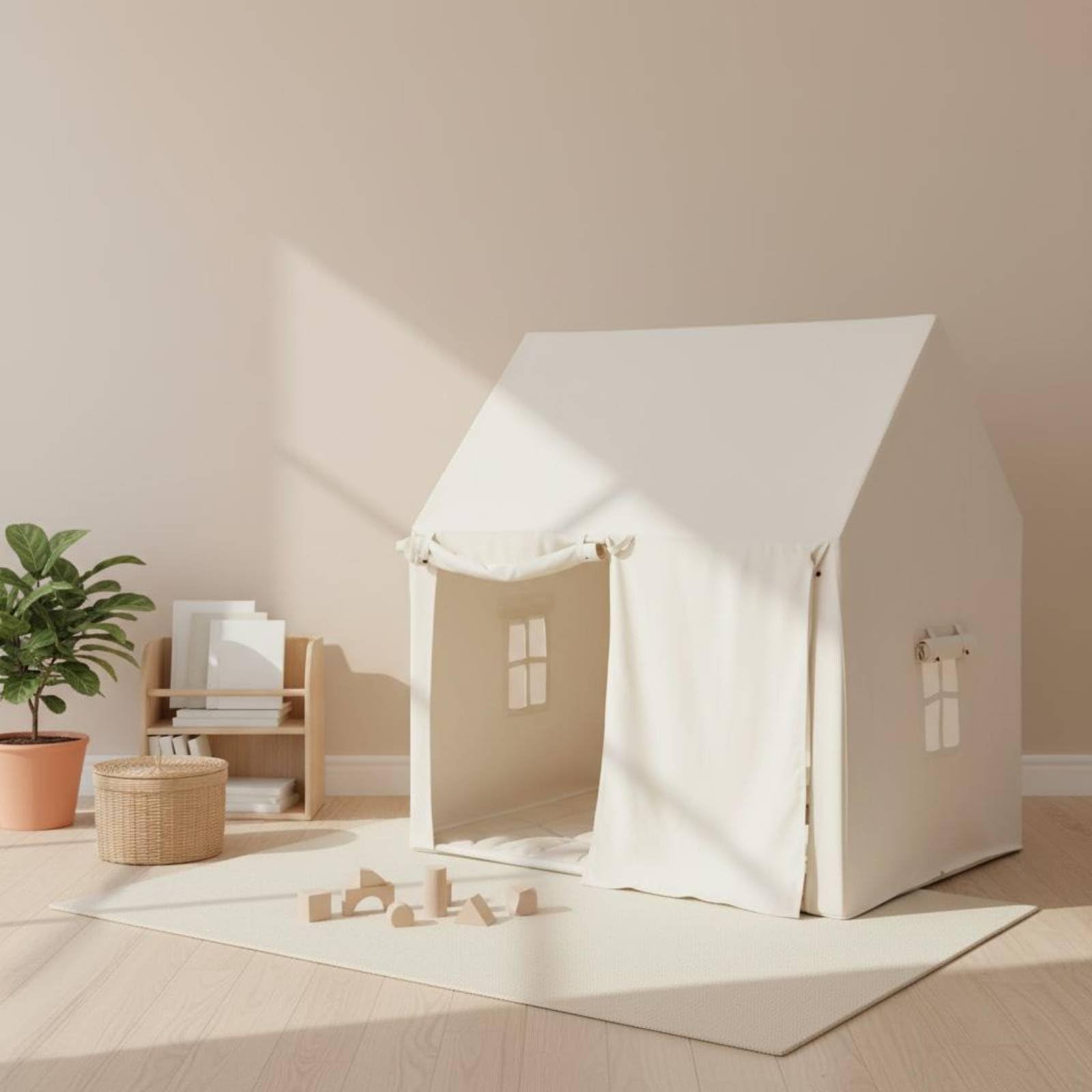 Tenda Gioco Bambini Casetta Ludica Capanna Tenda Interna Rifugio per Giochi Tessuto Pelle di Pesca per Lettura E Riposo Adatta a Bambini E Bambine in Casa Cameretta Spazio
