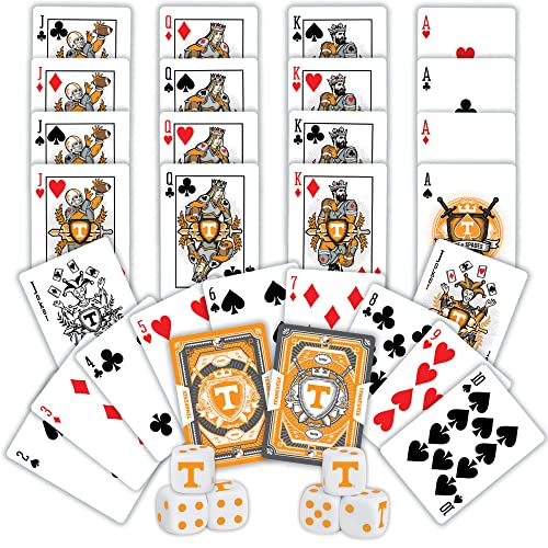 Image of Masterpieces Game Day - NCAA Tennessee Volunteers 2-Pack Playing Cards & Dice Pack - Officially Licensed Set for Adults and Family