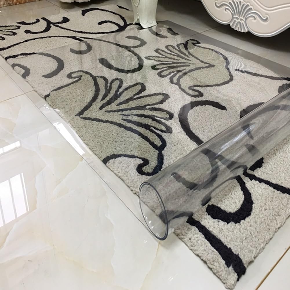Tapis de protection de sol robuste en PVC transparent de 1 mm d'épaisseur, imperméable, idéal pour les sols en bois dur et carrelage, solution durable et antidérapante