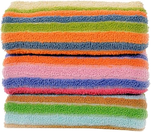 Beavorty Toalla de peluquería, 12 piezas, toallas de baño, toallas de algodón, barras de color, toalla de mano, toalla multicolor, toallas de mano