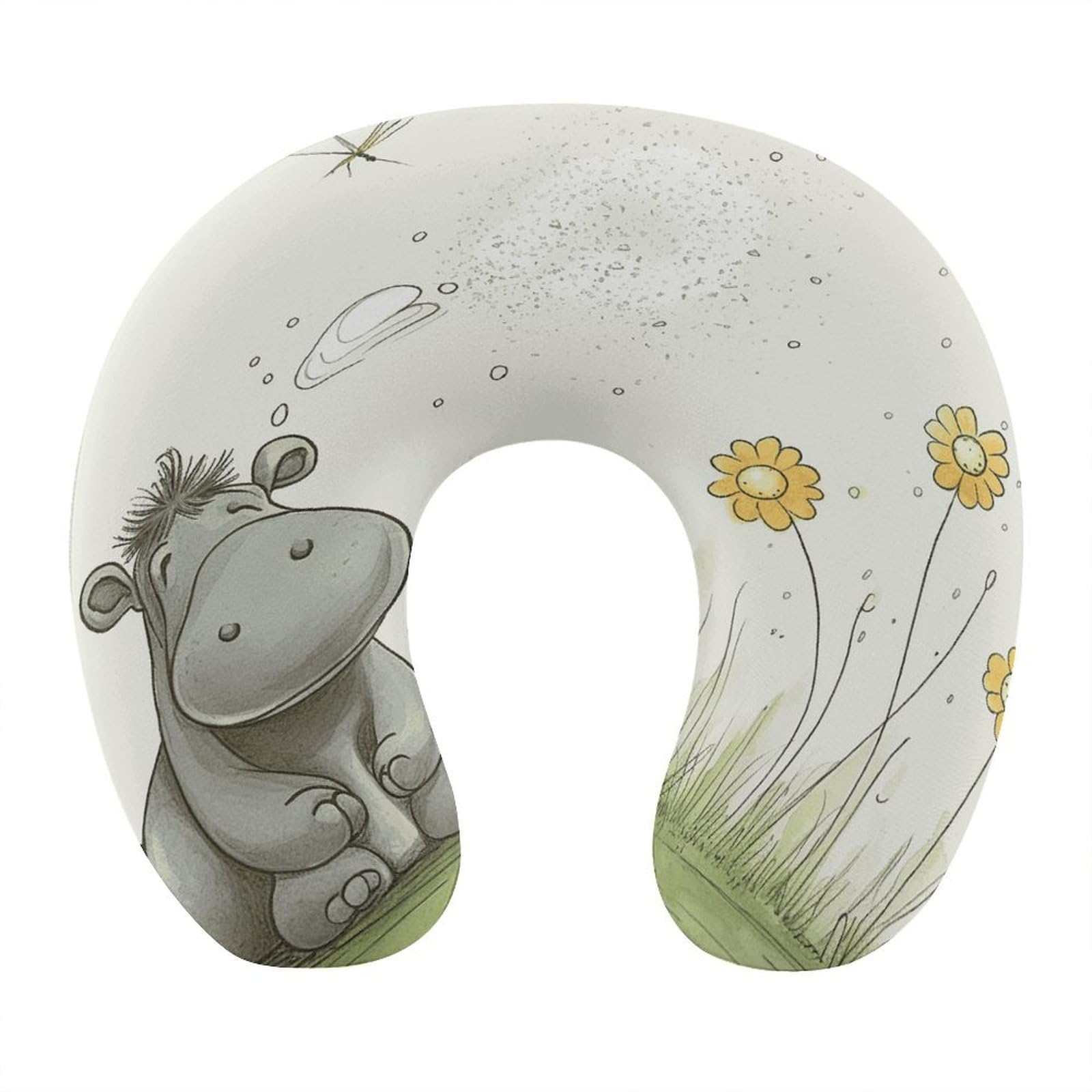 Btcowzrv Style Hippo And Dandelion U Shaped Neck Pillow Travel Pillows
