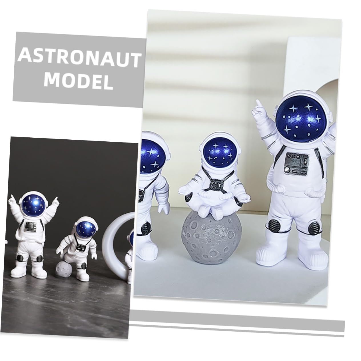 Cabilock 3 Juegos De Estatua De Astronauta Modelo Adorno para El Hogar Figura De Astronauta Modelo Mini Estatuilla De Astronauta Figuras De Astronauta De Resina Modelo De Astronauta Adorno