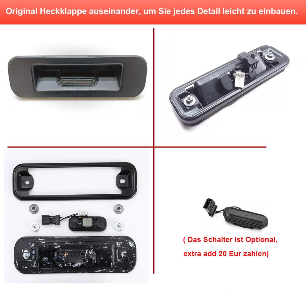 Auto Kofferraumgriff-Rückfahrkamera Griff Schalter Taster Öffner Heckklappe Türgriff Kofferraum Rückfahrkamera für Opel Astra J Caravan Kasten Kombi Stufenheck P10 GTC Insignia B Sports Tourer Z18