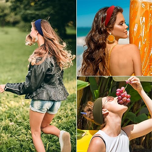 Image of DRESHOW 6 Pack Yoga Sports Headbands for Women Elastic Non-Slip Headbands Running Workout Hair Bands