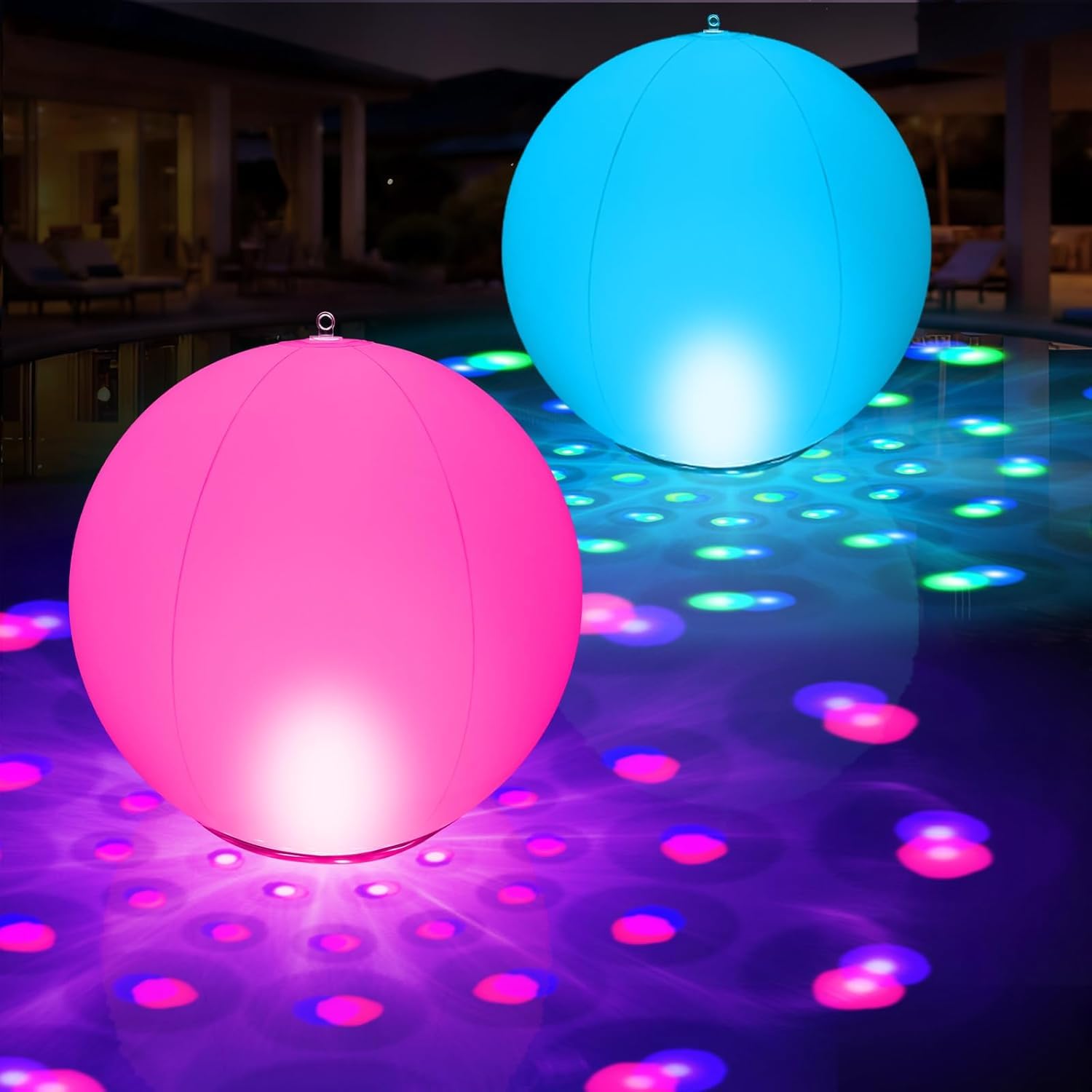KingSom 2026 Luces Flotantes Piscina Solares, Ø38cm Inflables Bolas Luces para Piscina, Luz Solar Piscina Flotante Que Cambian de Color, Impermeables IP68 Bolas de Luz LED para Piscina Jardin-2 Piezas