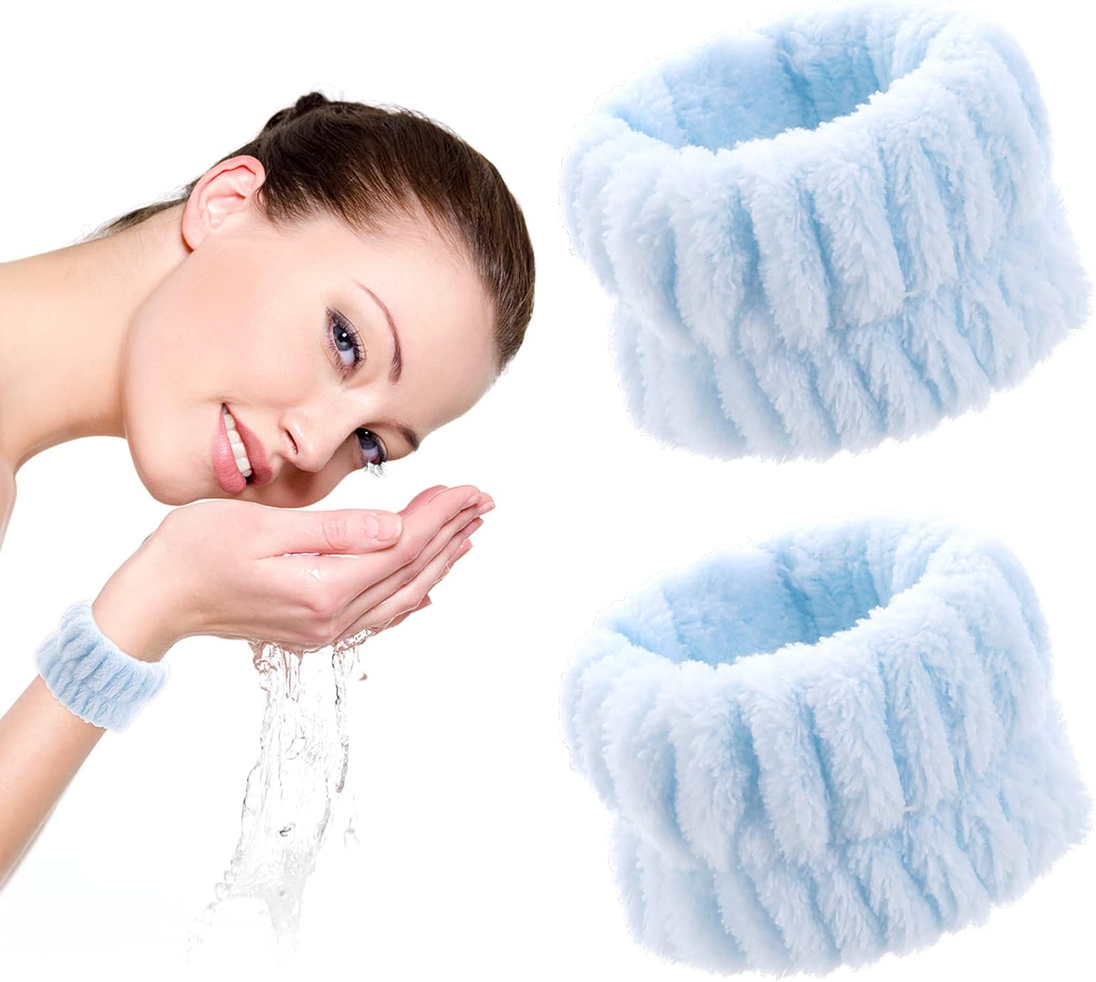 2Pieces Face Washing Wristbands Spa Wash Band Microfiber Wrist Towels for Washing Face Makeup Skin Care Yoga Sport for Women Prevent Liquid from Spilling Down Arm