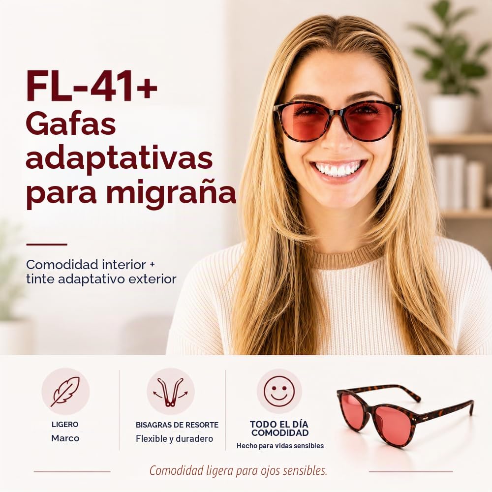 Family Tree Remedies Lentes de transición para migraña FL-41 para interior/exterior, sensibilidad a la luz y fotofobia, tortuga