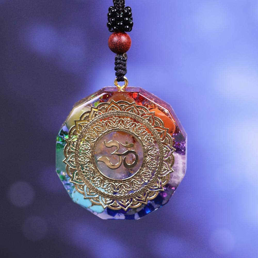 WH MaiYY 7 Chakra Healing Energy Necklace Orgonite Pendant Meditation Reiki Balance Energy Necklace Necklace