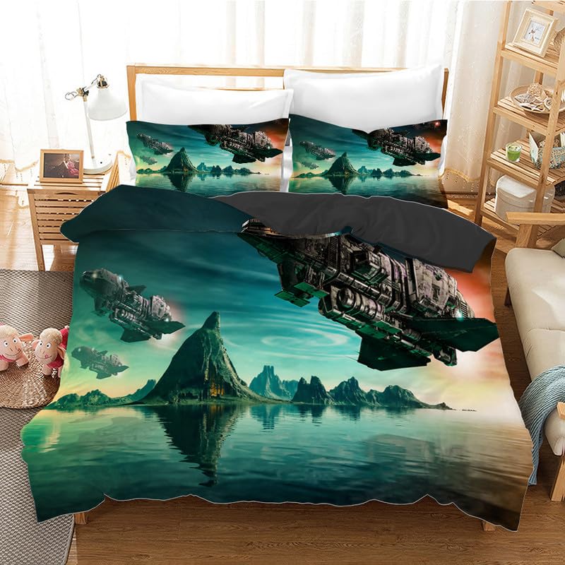 Housse de Couette 140x200 Science-Fiction Décoration Chambre Ado Cyan