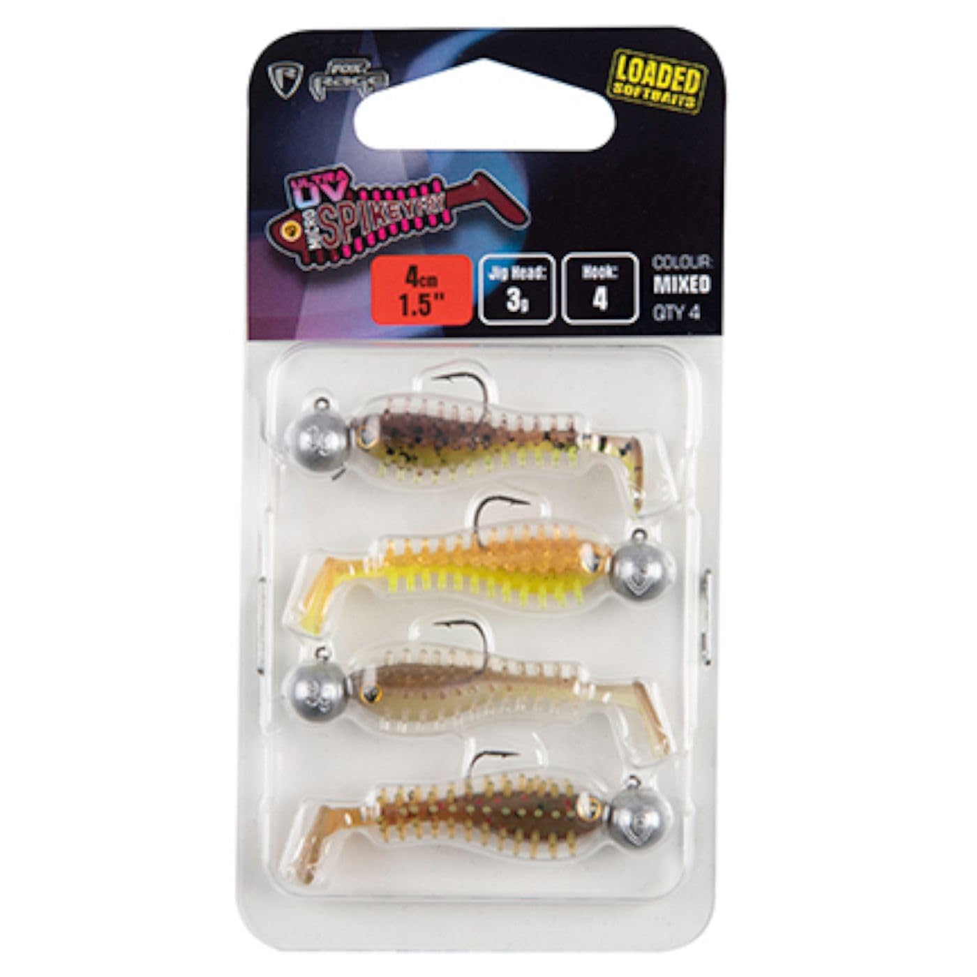 Fox Rage Ultra UV Micro Spikey Fry 4cm 3g Mixed Colour Qty 4 NMC041