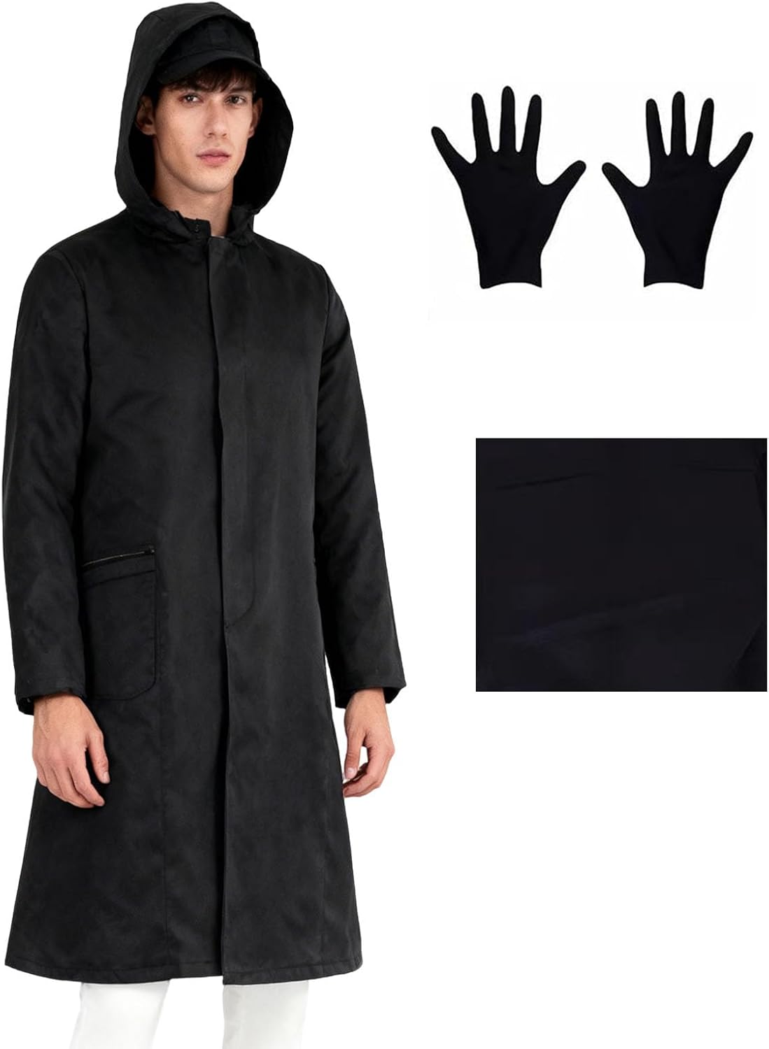 Black Clothes, Hooded Jacket, Halloween Costume Jacket With Gloves Black Small