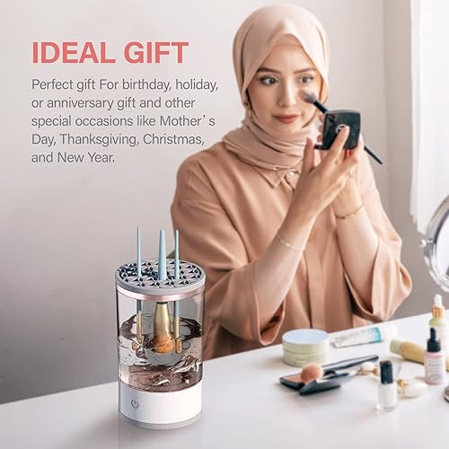 Miniatura 7 de Máquina limpiadora de brochas de maquillaje eléctrica, máquina de limpieza de cepillos de cosméticos de carga USB automática Beatuy Brush Cleaner