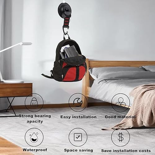 Miniatura 5 de Fincos Anclaje de ventosas resistentes, 2 piezas con ganchos mejorados, amarre para automóvil, camping, ventosa fuerte con gancho de seguridad,