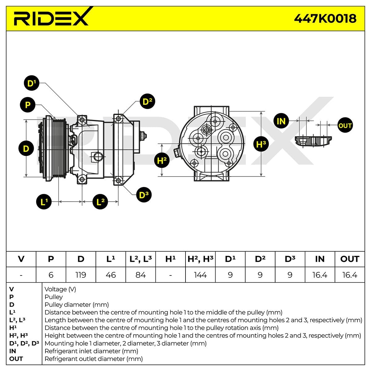 RIDEX 447K0018 Compresor aire acondicionado Compatible con CHEVROLET CRUZE J300