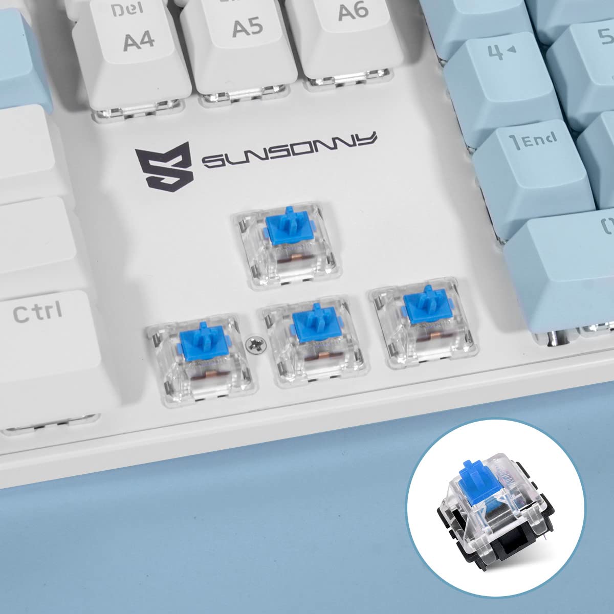Qisan Mechanical Gaming Keyboard Wired Ice Blue Led Backlit Keyboard Blue Switch Full Size 104 Keys US Layout | Computer Keyboards | Gaming Accessories — view 3