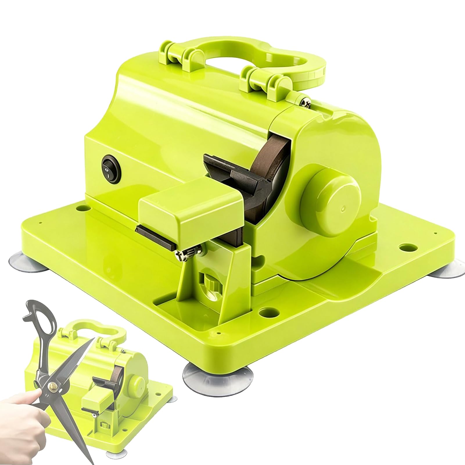 Afilador Eléctrico de Tijeras, Herramienta para Afilar Cuchillos de 4500 RPM con Rueda de Esmeril de Diamante de Resina de 8 MM, Máquina de Afilado Multifuncional para Uso Industrial, Textil Green
