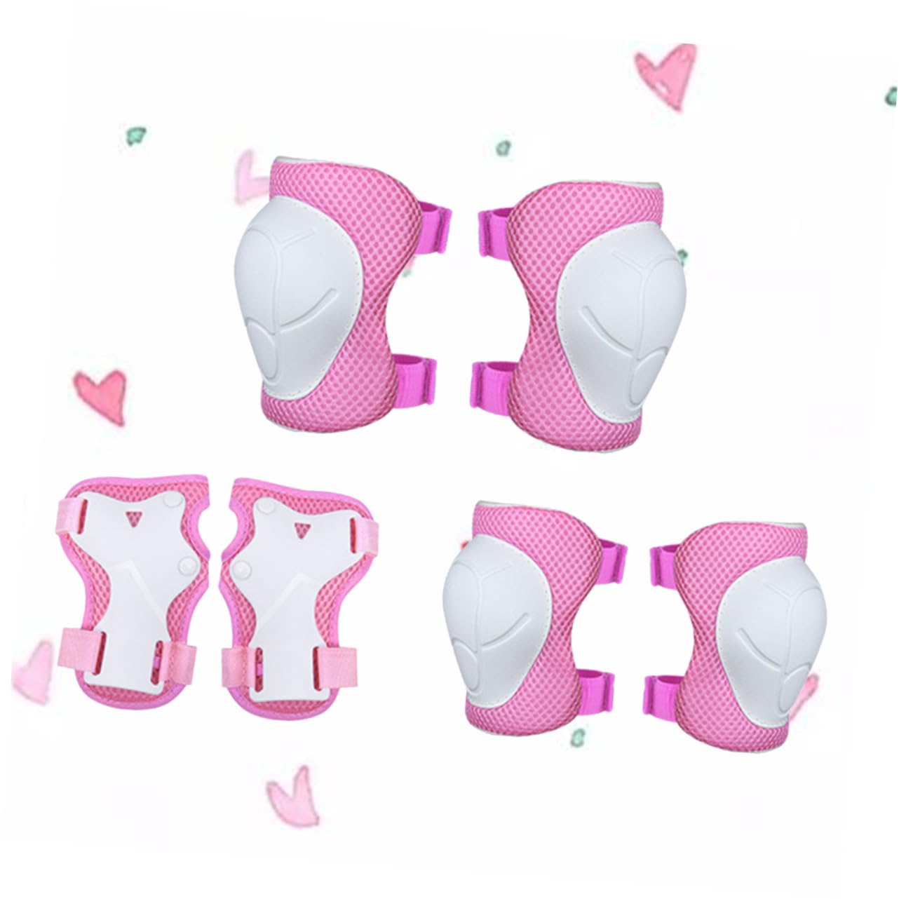 Mipcase 6Pcs Protective Gear for Elbow Pads Knee Pads Hand Protection for Cycling Skateboarding and Riding Pink S Stylish Durable Sports Pads