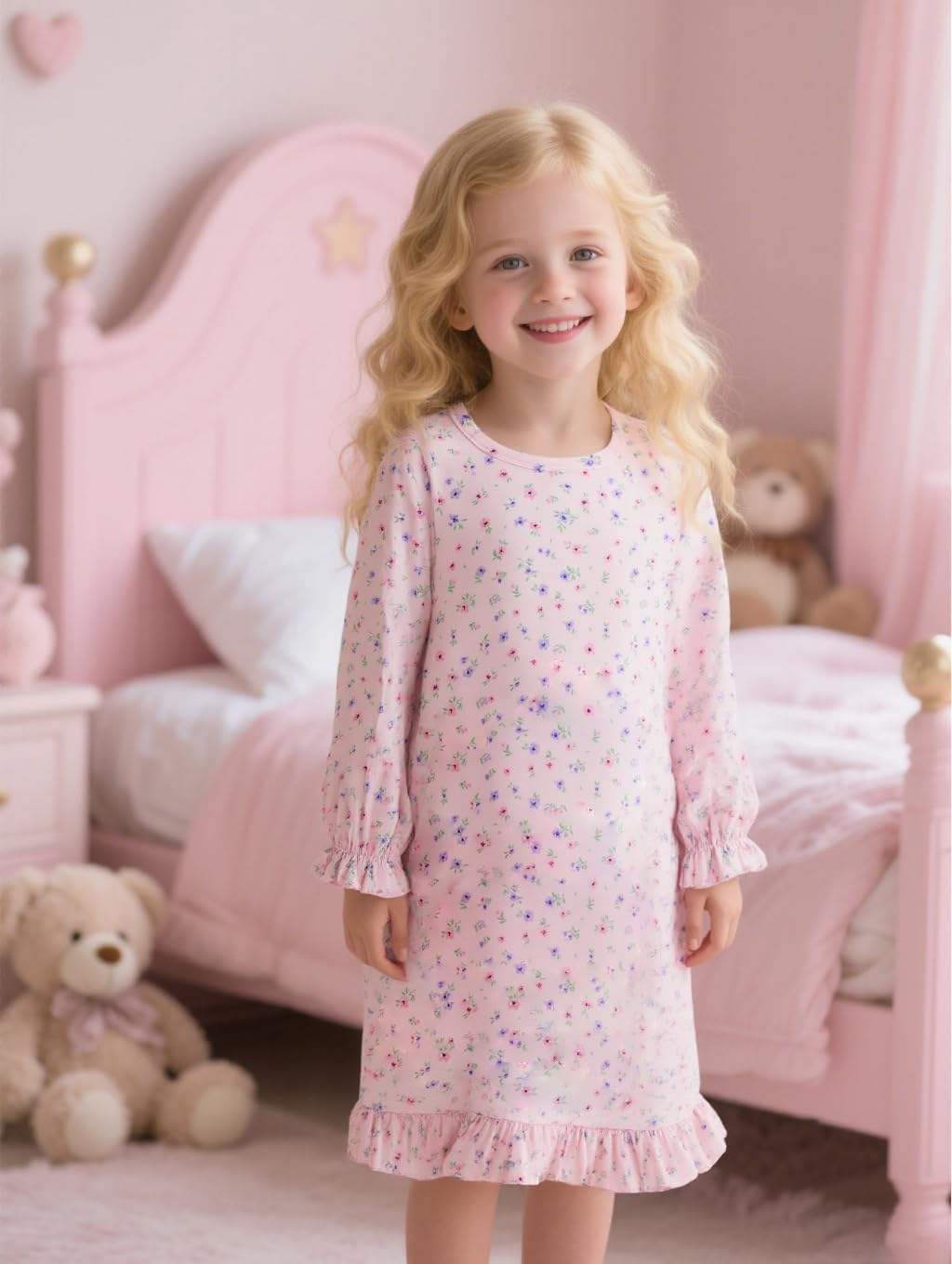 Little Hand Girls Nightie Dress Crewneck Long Sleeve Mermaid CuteDresses for Toddler Clothes 3-9 Years