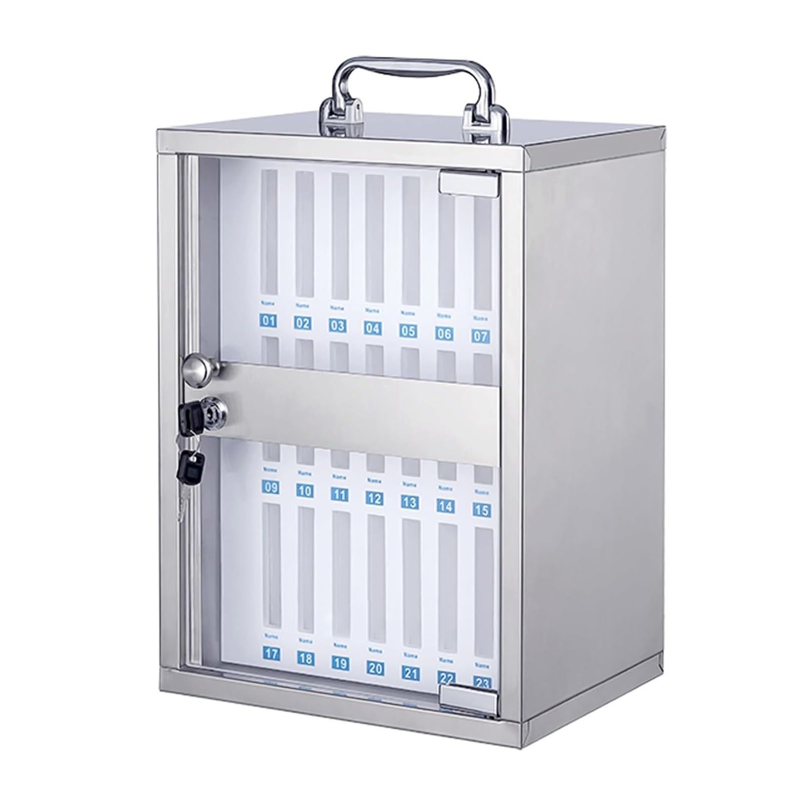 Casier mural sécurisé en inox à clé pour protéger les fournitures de bureau