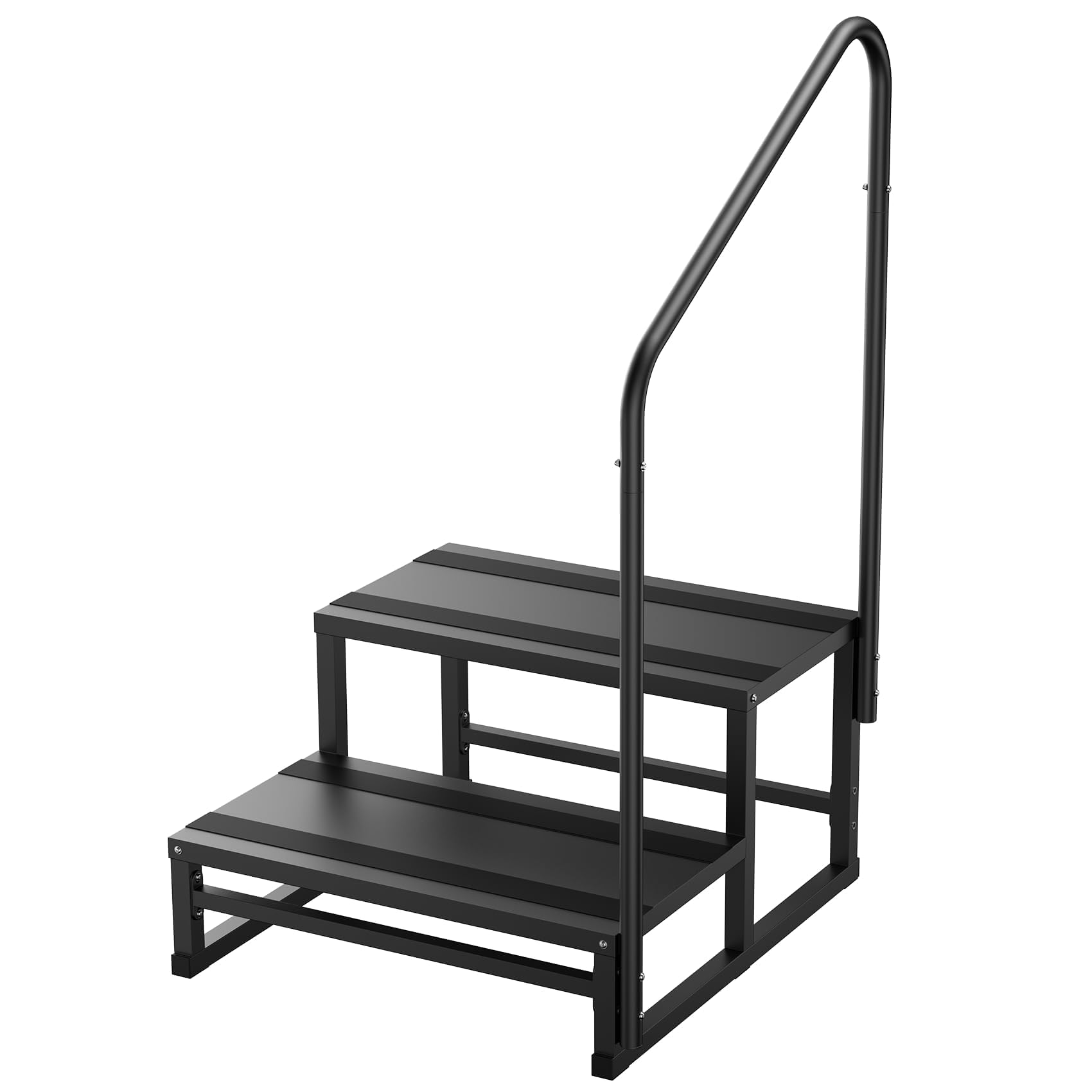 YOLANDO Escalones de RV con pasamanos, escaleras RV de 2 escalones con pasamanos para ancianos y niños, plataforma ancha para bañera de hidromasaje, cámper, casa móvil, porche, piscina, spa, escaleras