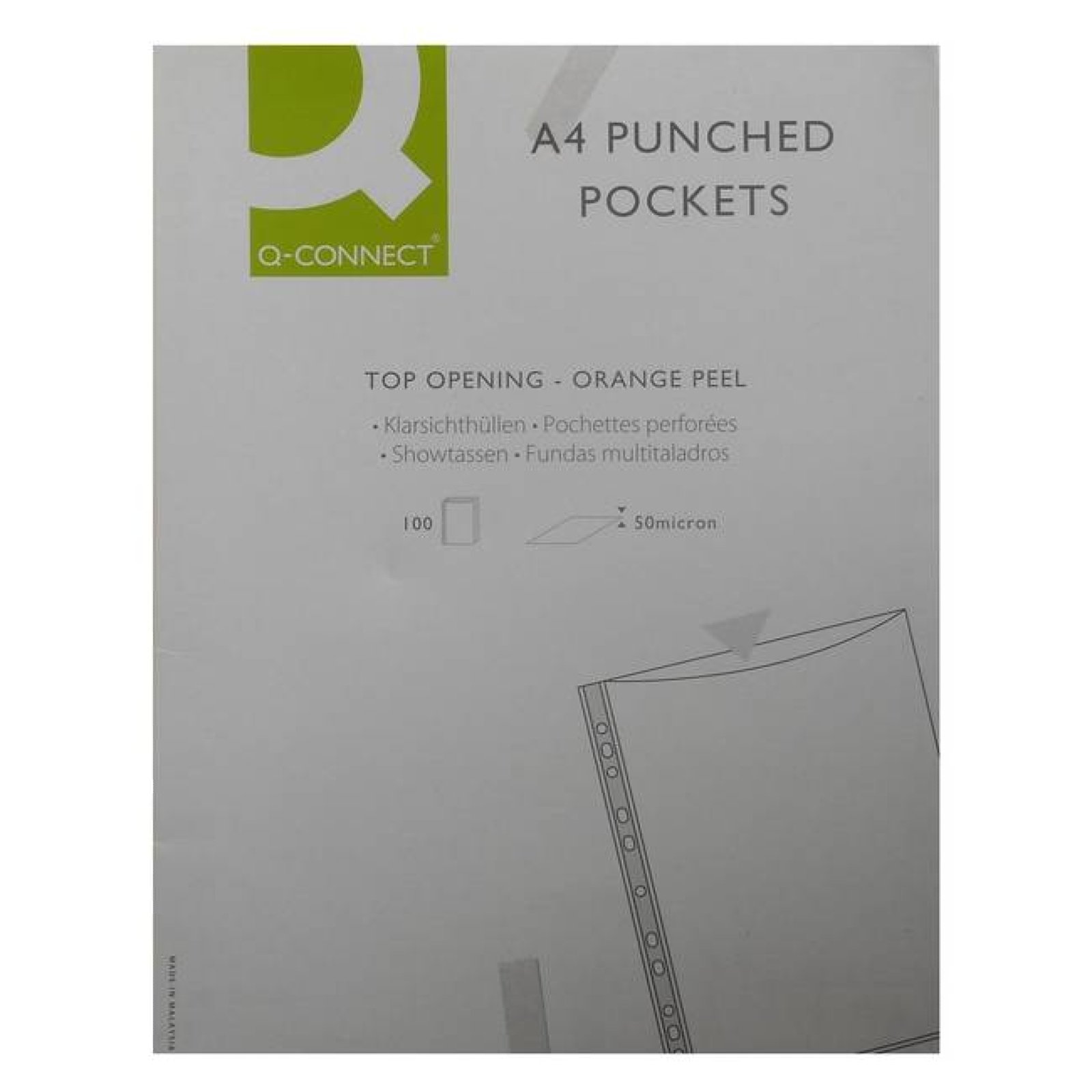 Q-Connect Punched Pocket A4 50 micron