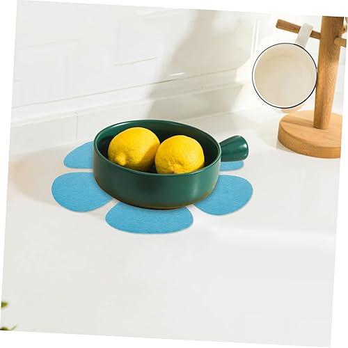 Miniatura 8 de Hemoton Protector de olla y sartén, juego de 12 almohadillas redondas de tela no tejida azul