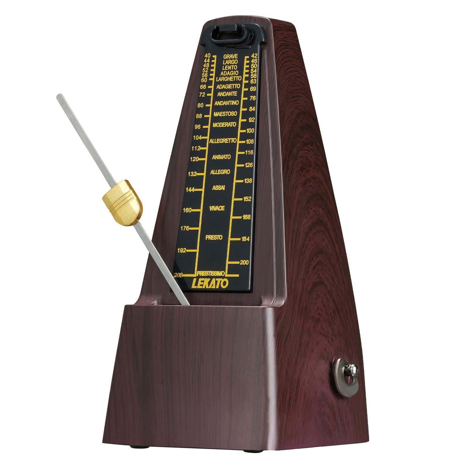Mechanical Metronome with Bell, LEKATO Universal Metronome for Piano, Guitar, Ukulele, Violin and Chromatic, Loud Sound, High Accuracy Track Beat and Tempo for Musician (Wooden)