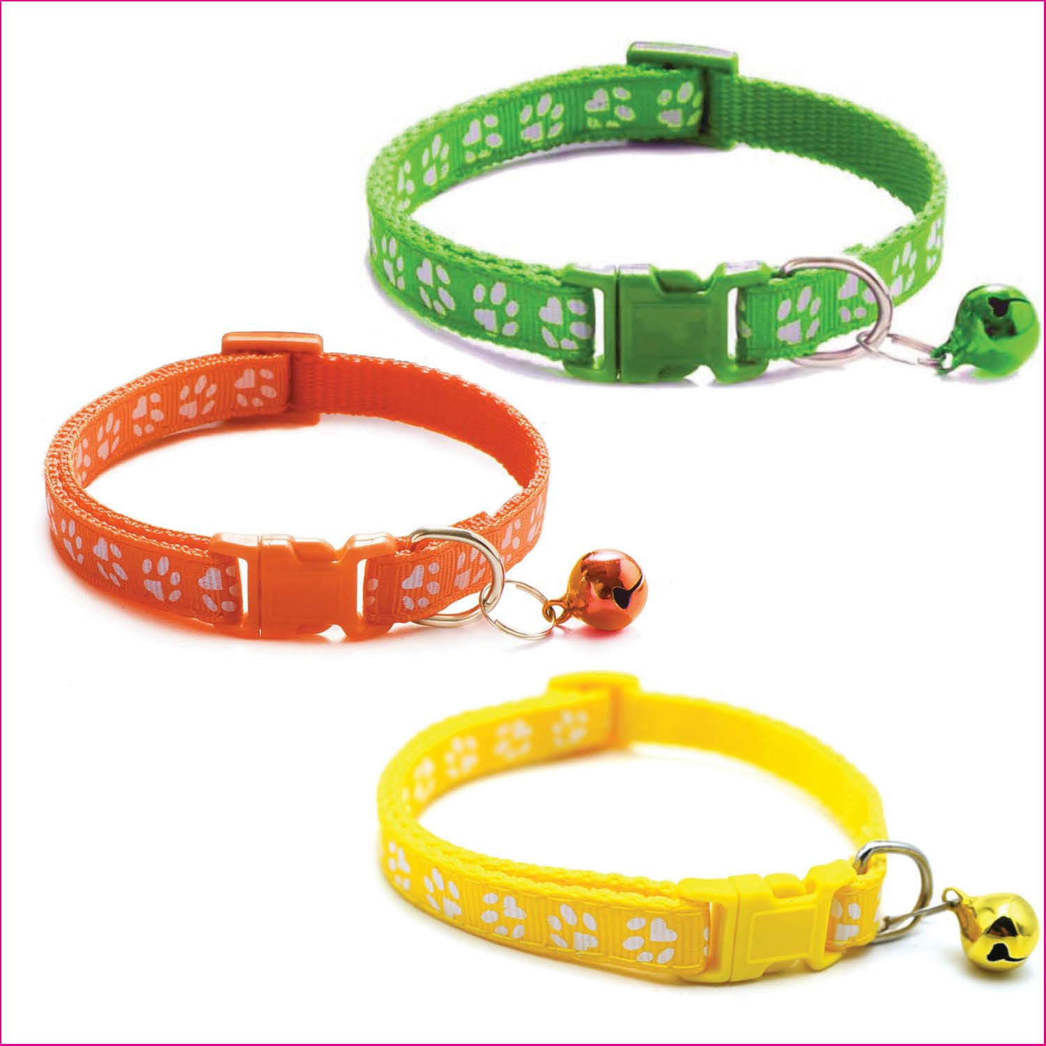 Litvibes Cat Collars Set of 3 with Bell,Kitten & Small Dogs Soft Adjustable Collar Safe,Solid & Protection Breakaway for Cats & Puppies,Cute Kitty with Paw Print-(Green,Orange,Yellow) (B0D1CFZPKJ) Amazon Price History, Amazon Price Tracker