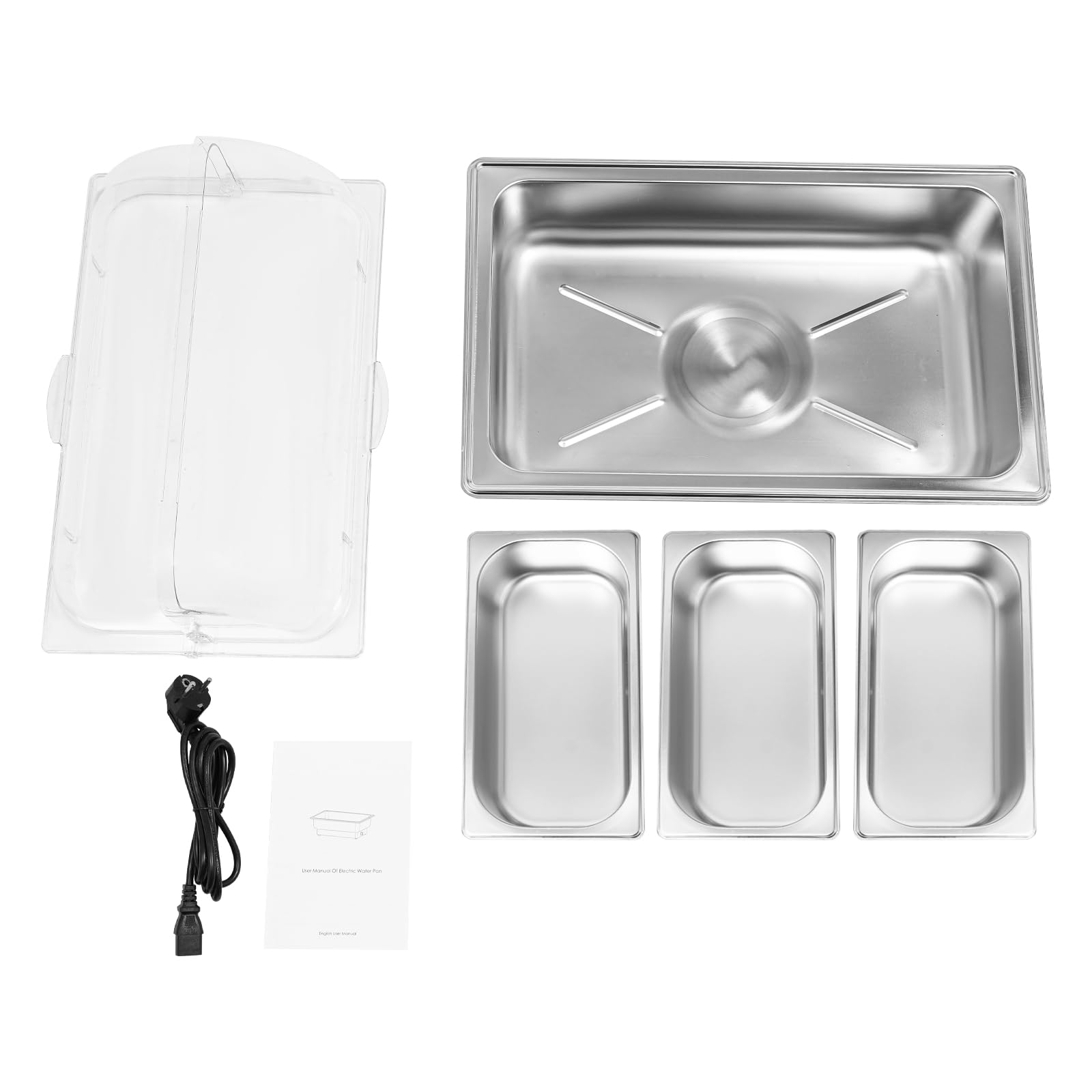 Chafing Dish, scaldavivande elettrico in acciaio inox, per buffet, 9 l, in acciaio inox, 35 ~ 90 ℃, 600 W, per catering party (3 contenitori da 1/3 GN)