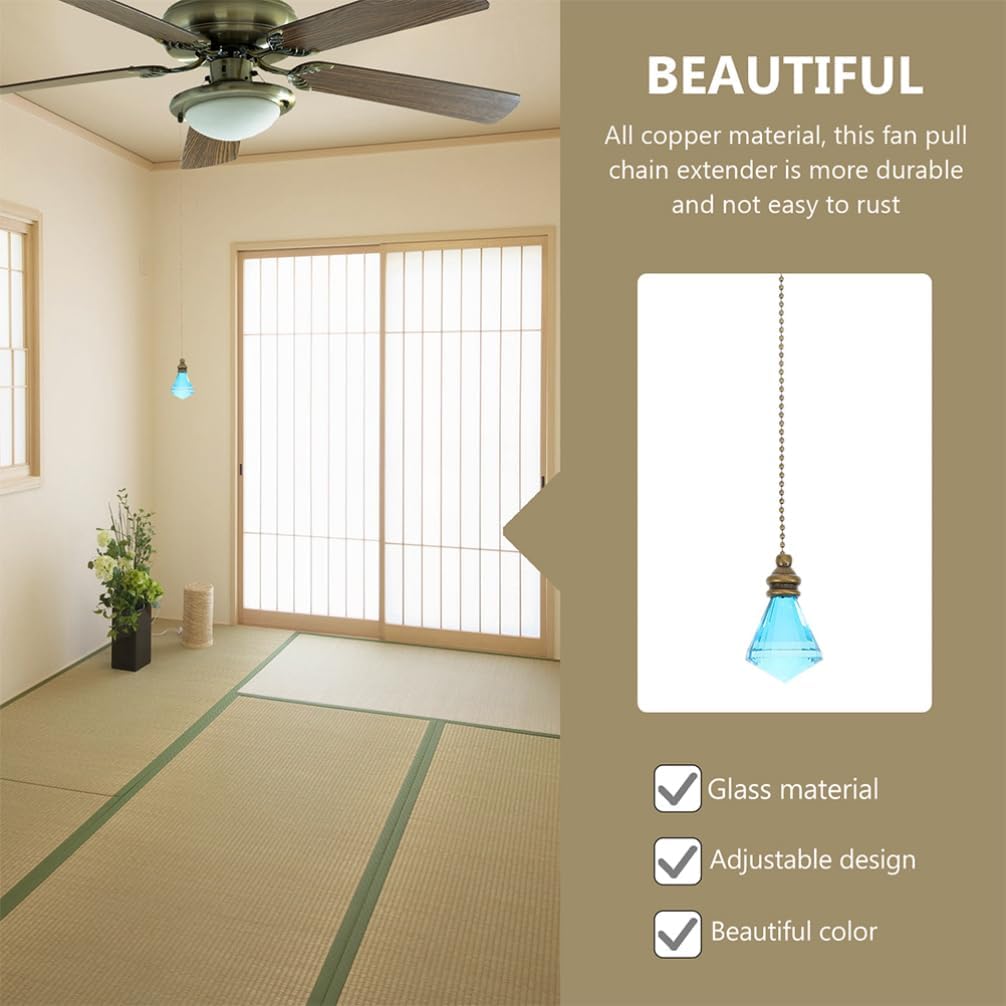 2Pcs Ceiling Fan Pull Chains Light Chain Pull Extenders Decorative Glass Connectors, 21.25 Inch