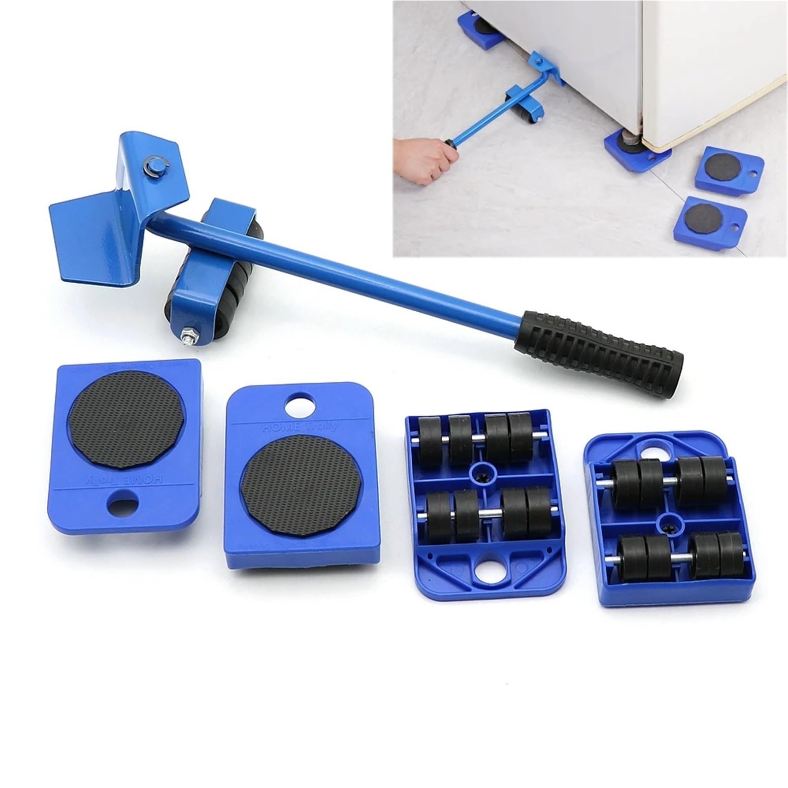 Piede di Porco per Mobili Strumento for lo spostamento di mobili pesanti, pannello da 4 pezzi con piede porco, sistema ruote for il sollevamento, carrello elevatore for la casa, set trasporto(Yellow)