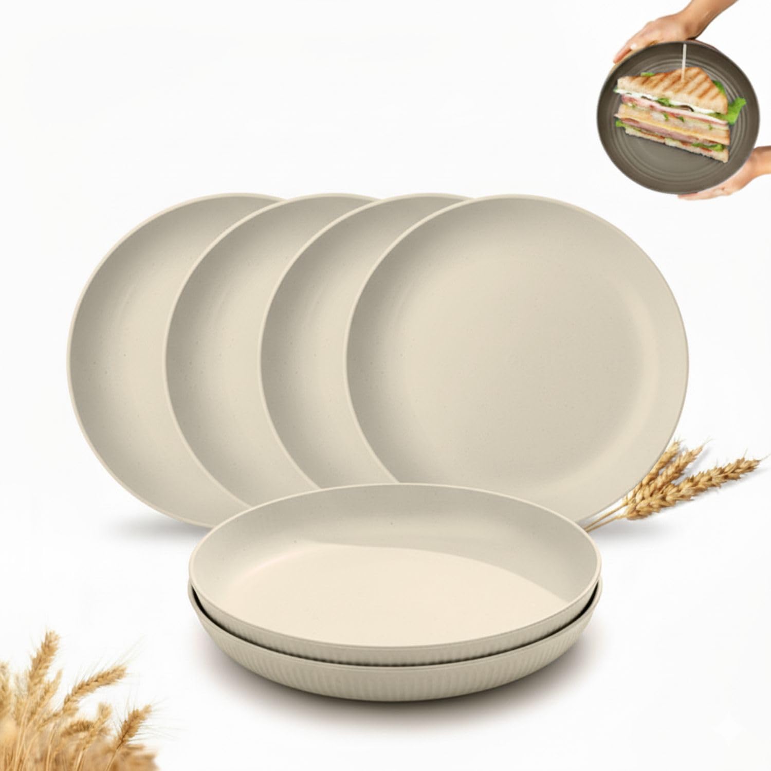 Wheat Straw Dinner Plates Set of 4 | Lightweight Unbreakable Kitchen Plates | Reusable Eco-Friendly BPA Free | Microwave & Dishwasher Safe Plates for Dining, Serving & Everyday Use — Amazon image 20