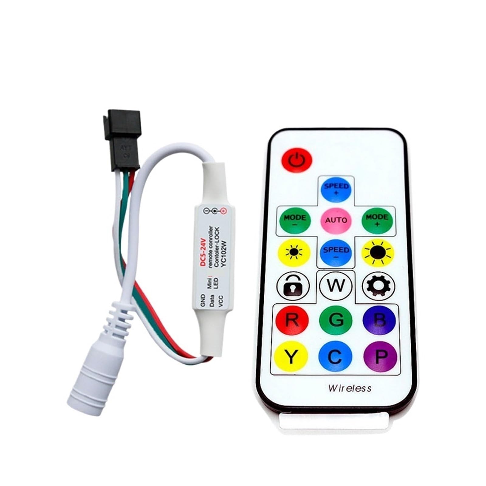 Mini luz fantasma LED con controlador RGB y atenuador de 17 teclas