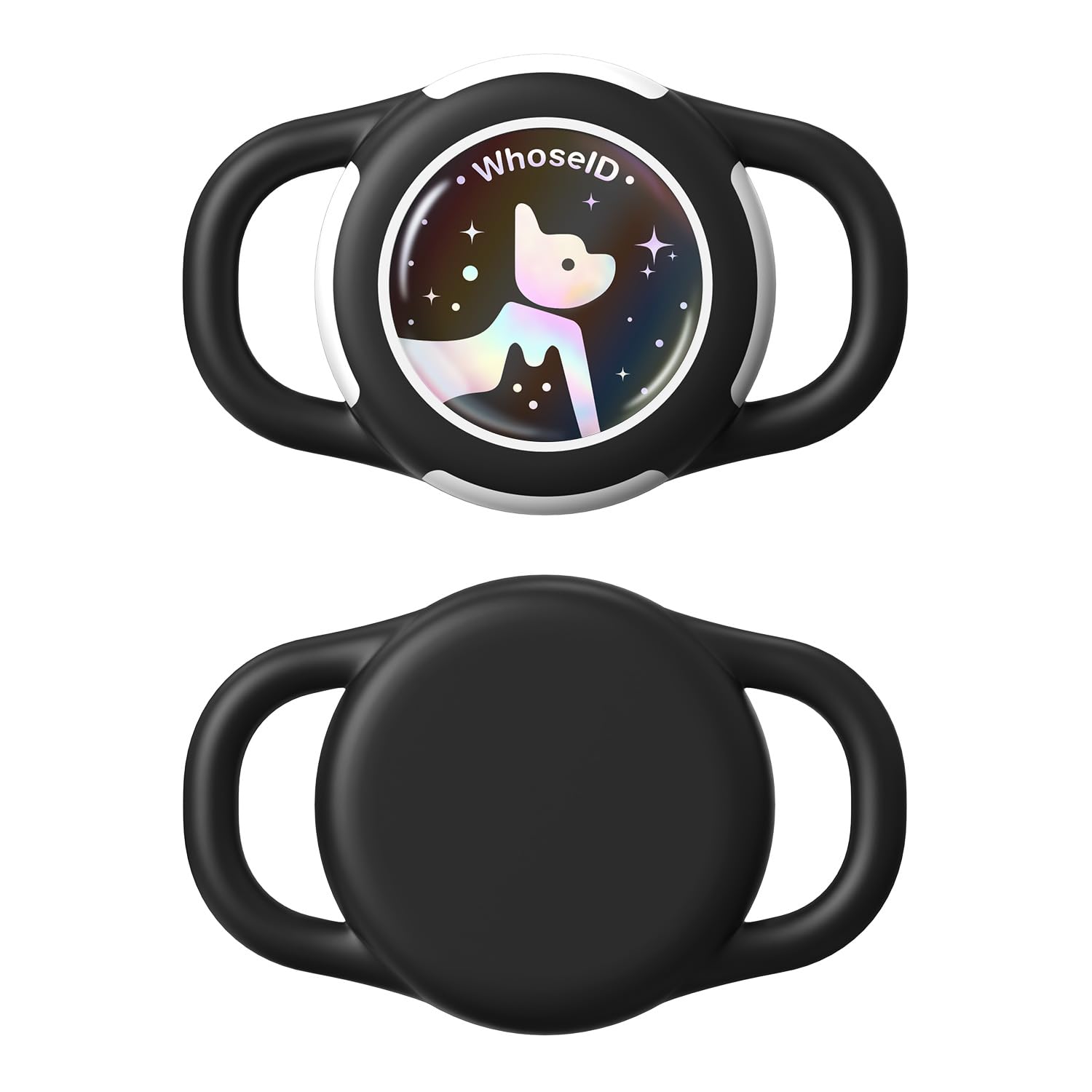 Waterproof Airtag Dog Collar Holder, Silicone & ABS Airtag Holder for Dog & Cat Collars, Ultra-Durable, Lightweight and Protective Airtag Case (Black-