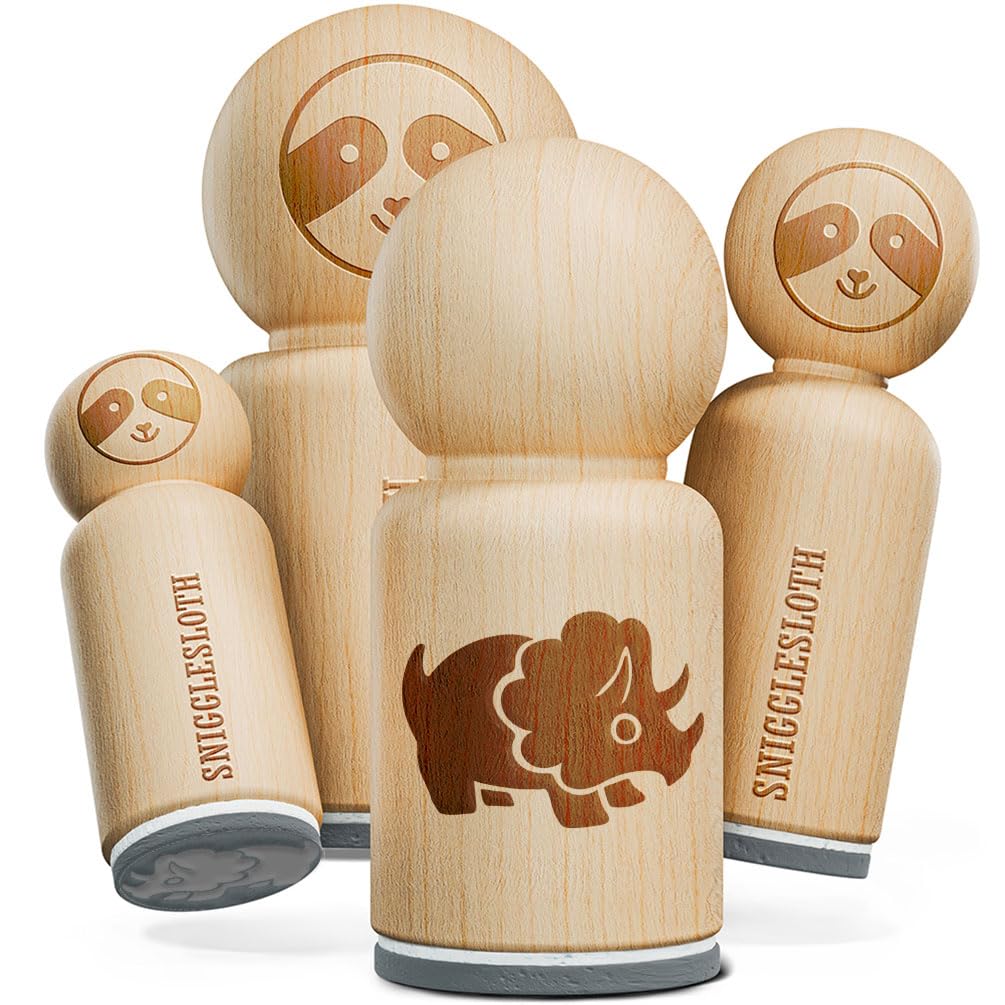 Cute Triceratops Dinosaur Rubber Stamp for Stamping Crafting Planners - 1-1/4 Inch Large