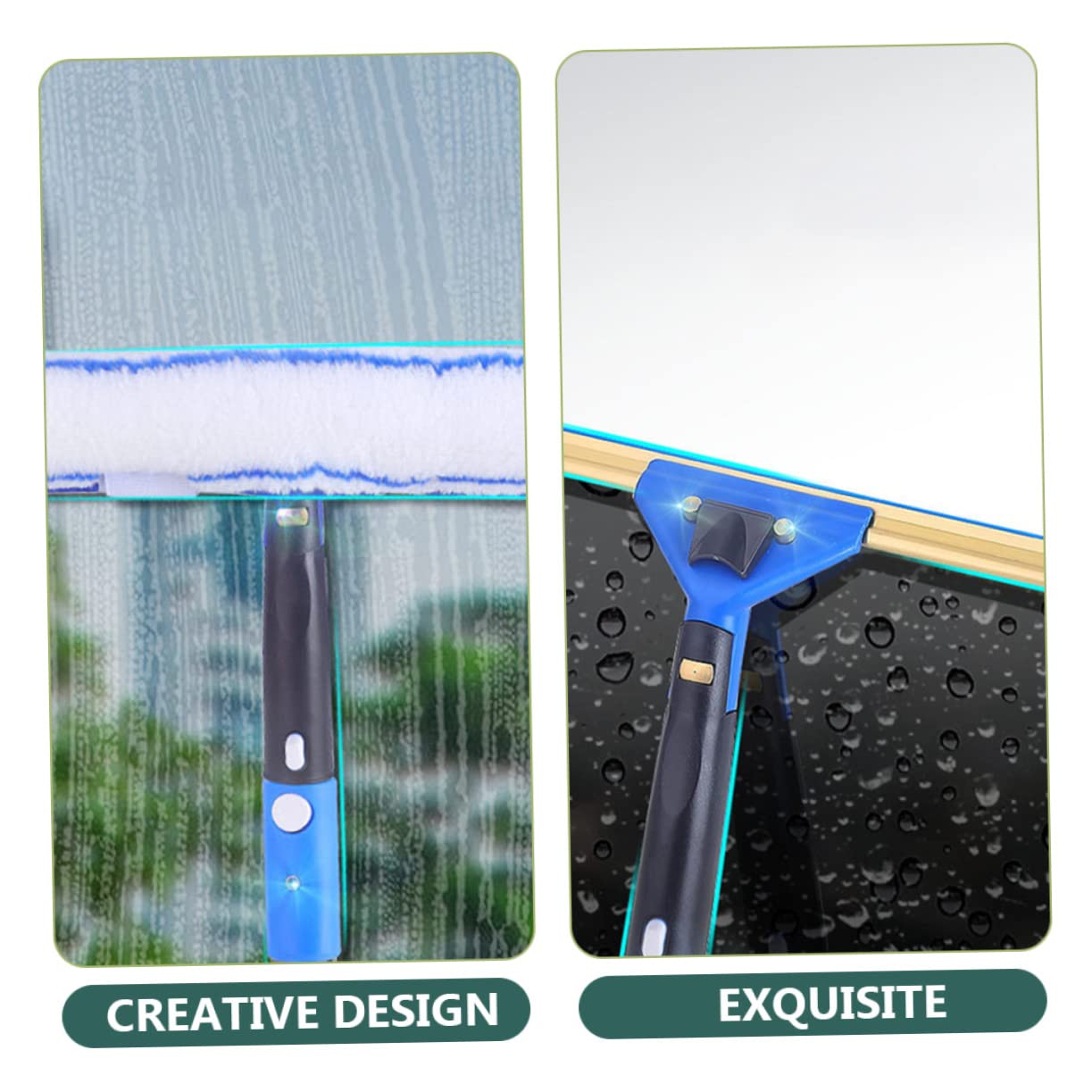 FRCOLOR Limpiador De Escobilla para Ventanas Limpiacristales con Estropajo De Microfibra Giratorio Herramienta De Limpieza para Coche Sliding Door y Baño Kit De Limpieza De Ventanas