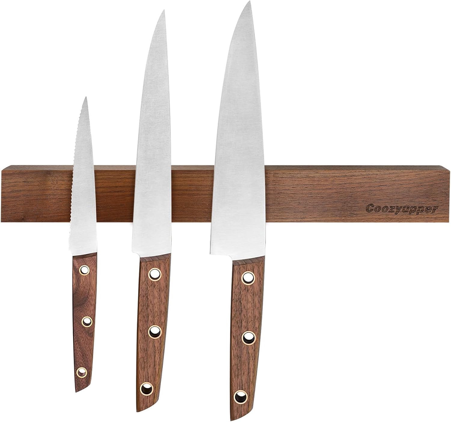 Premium Dark Walnut Wood Knife Holder for Wall