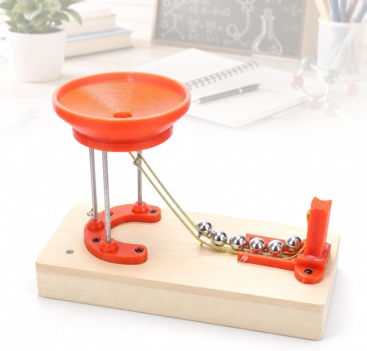 OSPSHPG DIY Perpetual Motion Machine Model, Electromagnetic Perpetual Motion Model, Wooden Base, for Teaching, Science Physics Gadget for Office