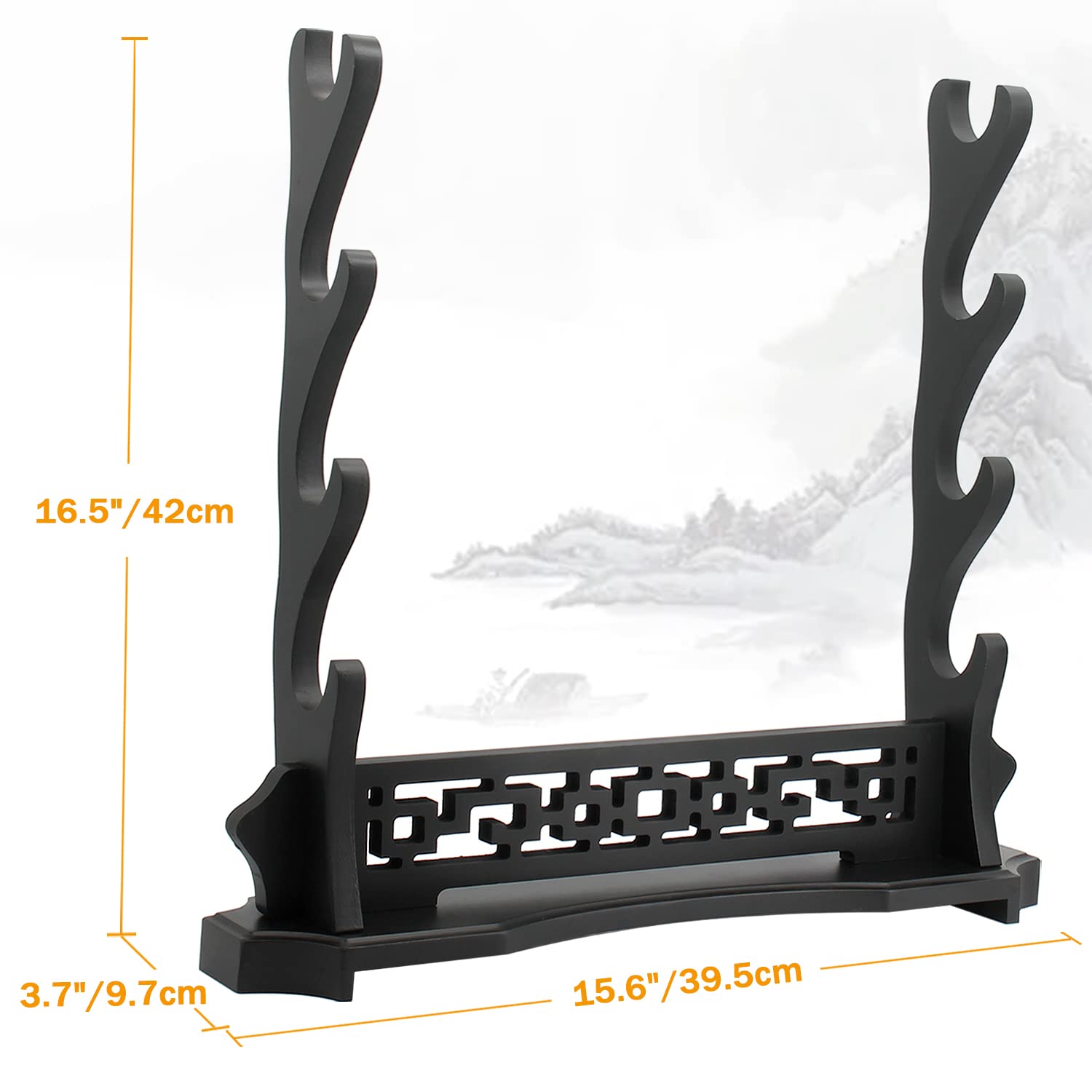 WANLIAN Schwertständer Vierschichtiger Schwertständer, Tischständer Katana Montagebasis Schwertständer für Displays, Schwarz