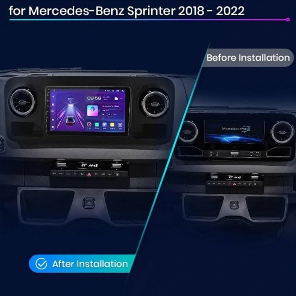 Auto-Navigationssystem für Mercedes-Benz Sprinter 2018-2022 Android 15 9 Zoll Navigations-Autoradio Bluetooth GPS Für, 8 Core 8G+256G