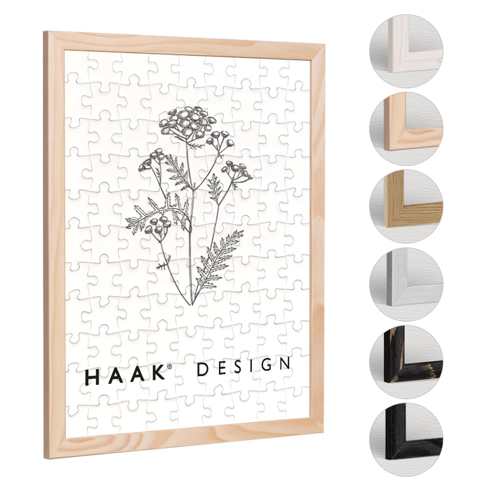 Haak Puzzlerahmen Amari Fichte Natur 50 X 50 cm (ca. 500 Teile) ANTIREFLEX/Entspiegelt Bilderrahmen Rahmen für Puzzle