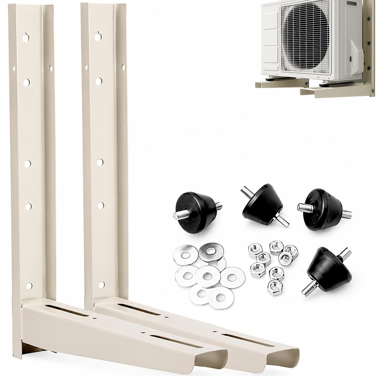 Juego de Soporte Exterior para Unidad de Aire Acondicionado 500x450x55x1,5 mm Estructura Soldada Pack Antivibradores