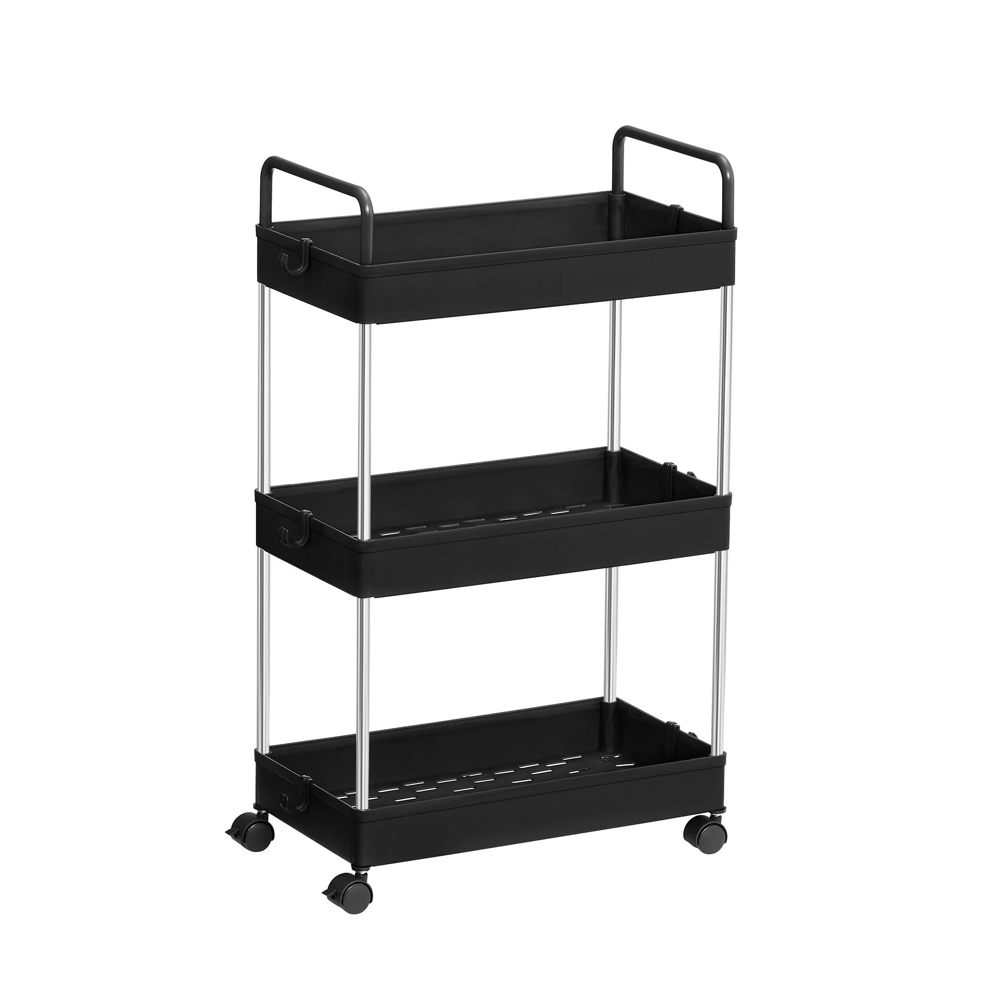 SONGMICS Storage Cart, 3Tier Kitchen Bathroom Trolley, SlideOut