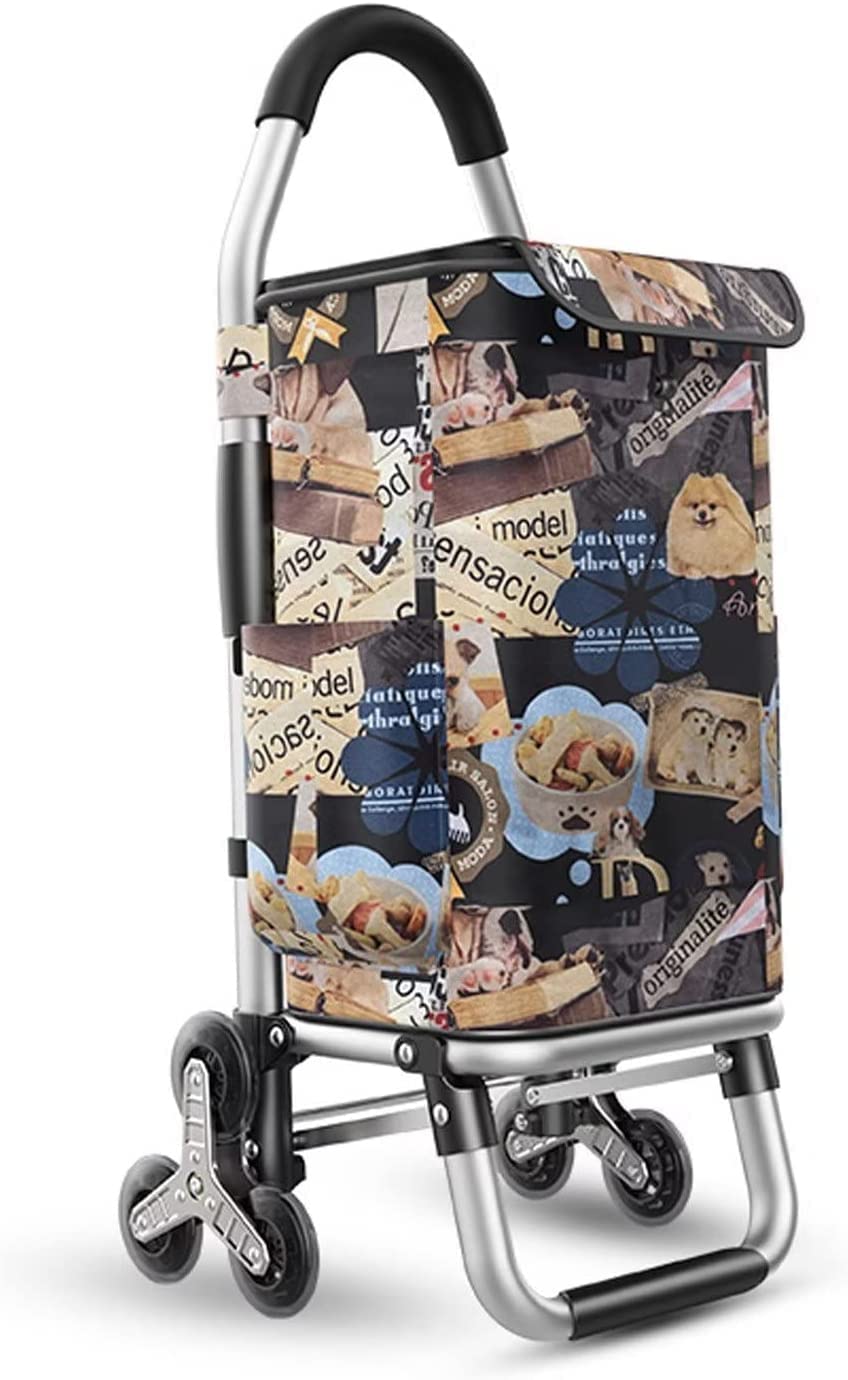 Carrello per salire le scale con 6 ruote, capacità 36 l, telaio in alluminio leggero, borsa staccabile per la spesa e la spesa