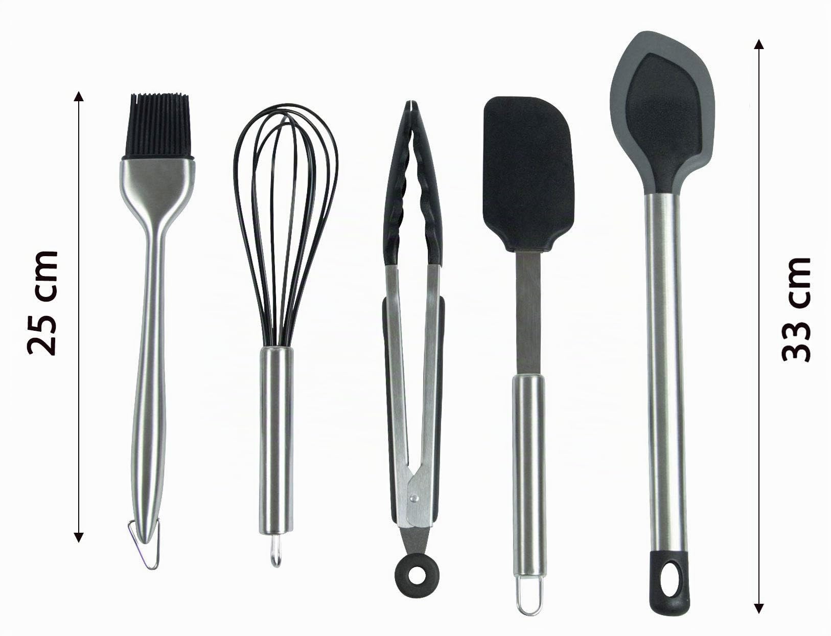 ZOLLNER24 10 utensilios de cocina de silicona y acero, antiadherentes