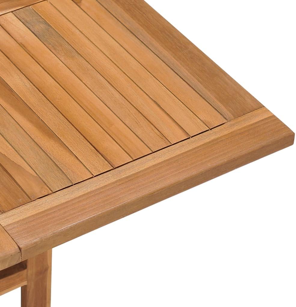vidaXL Solid Teak Wood Folding Patio Dining Table - Weather Resistant Outdoor Furniture with Space-Saving Design and Fine Sanded Finish
