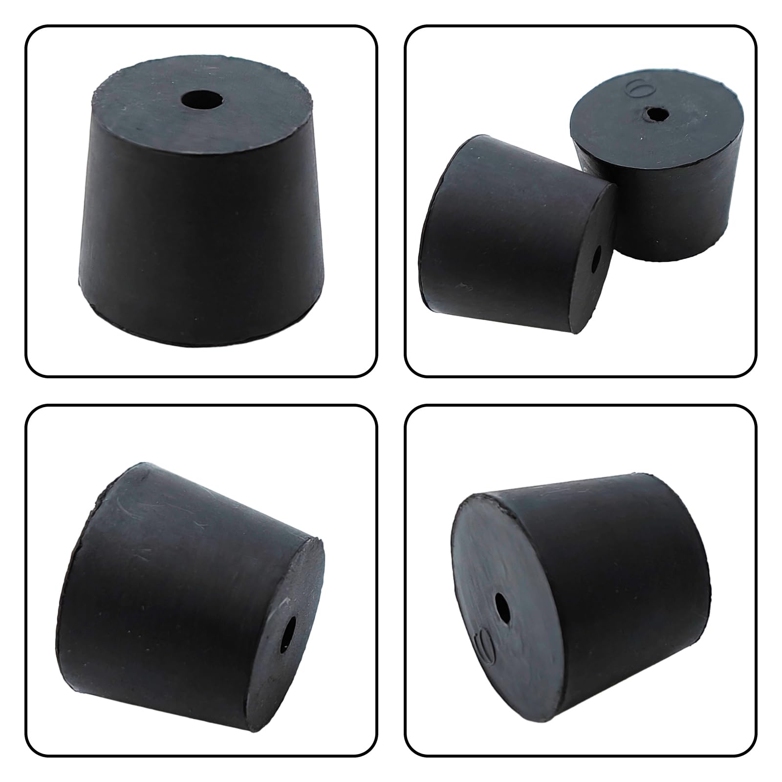 6pcs Rubber Stopper with Hole 26-32mm Tapered Plug Test Tube Bungs for Lab Home Use — Amazon image 4