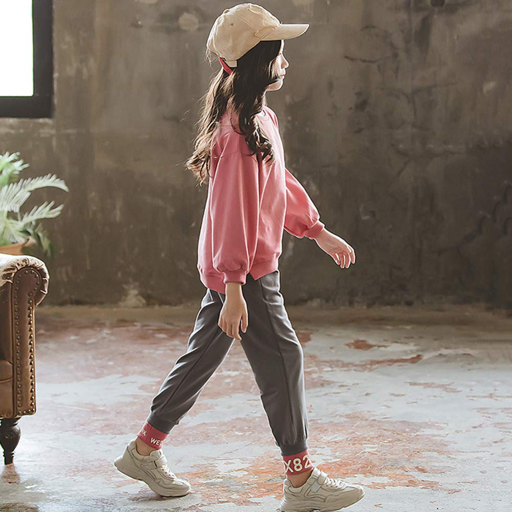 Chándal para niña y niños, 2 unidades de ropa deportiva, monocolor, primavera, informal, chándal, rojo, 152 cm