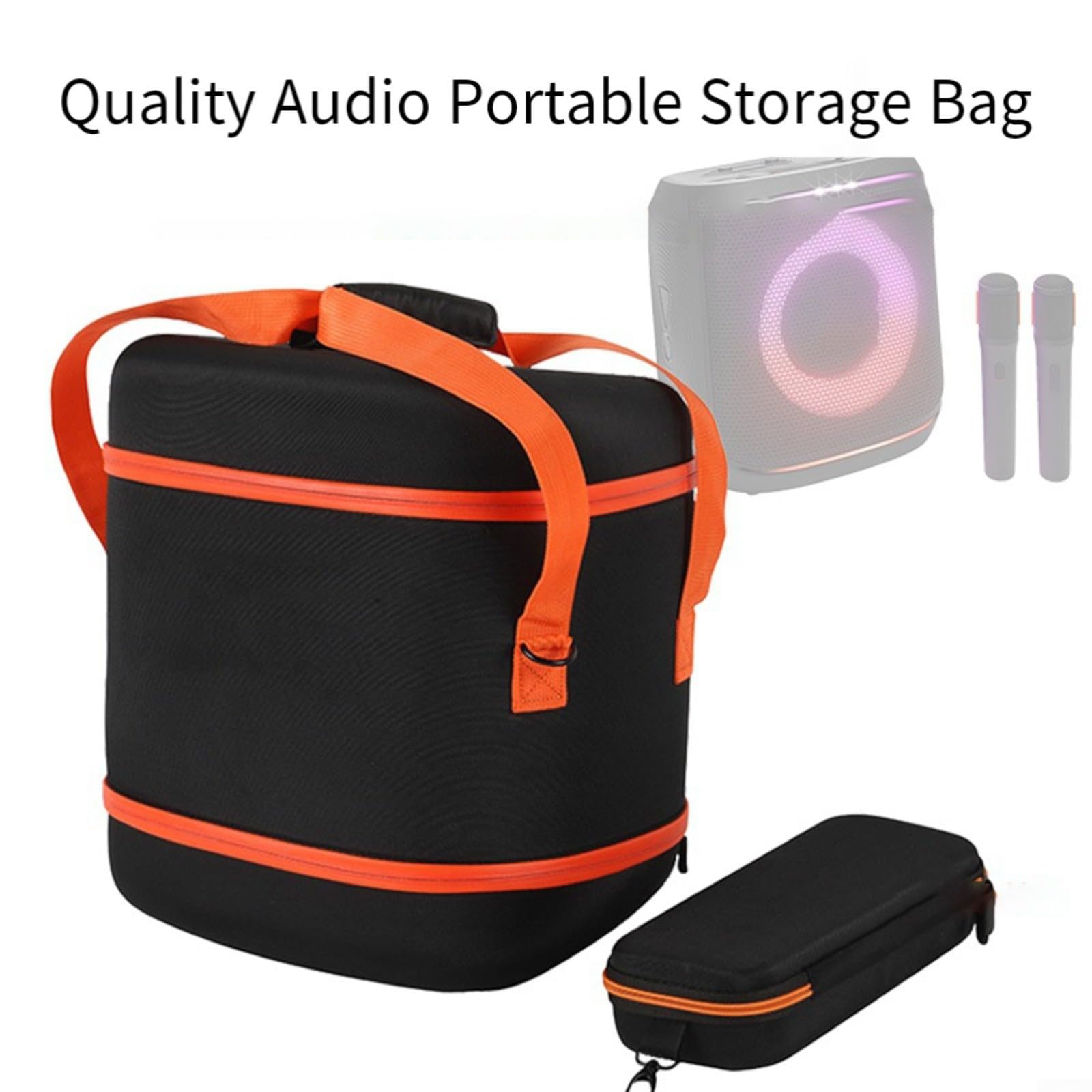 EVA Storage Case 2 con borsa per microfono, custodia rigida antiurto per il trasporto, 33,5 x 28 x 36 cm, nero per arancione (nero)