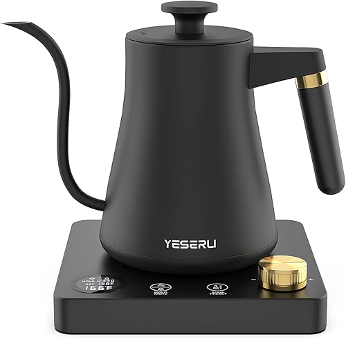 Hervidor de cuello de cisne de 1200 W con control de temperatura de 1 , hervidor eléctrico para café y té, pantalla digital, 4 temperaturas